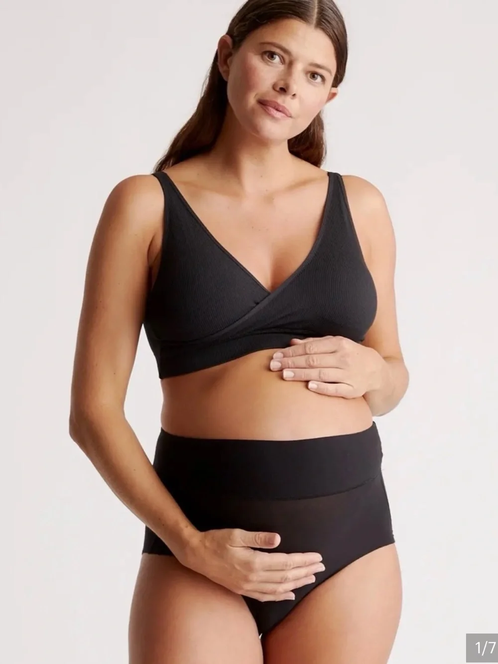Quince Seamless Ribbed Nursing Bra Crossover Lounge Sz S Black NEW 2 Pack